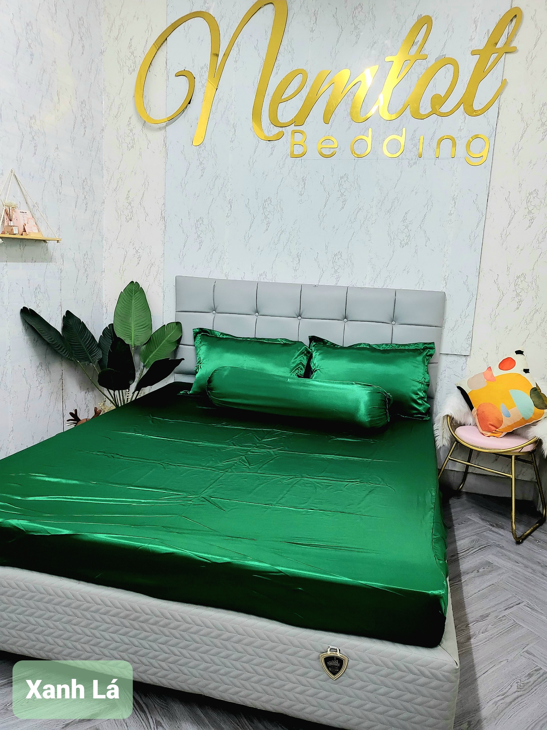 GIẢM % Ga bộ phi lụa Thái Tuấn cao cấp loại 1, bộ 4 món ga nệm và áo gối phi lụa hàng may - NEMTOTBEDDING