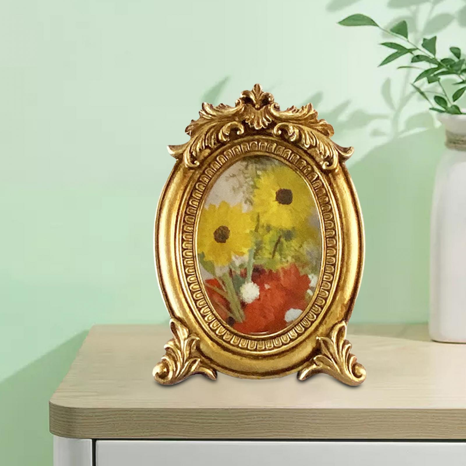Picture Frame Card Display Holders Bookshelf Carved Floral Resin Photo Frame