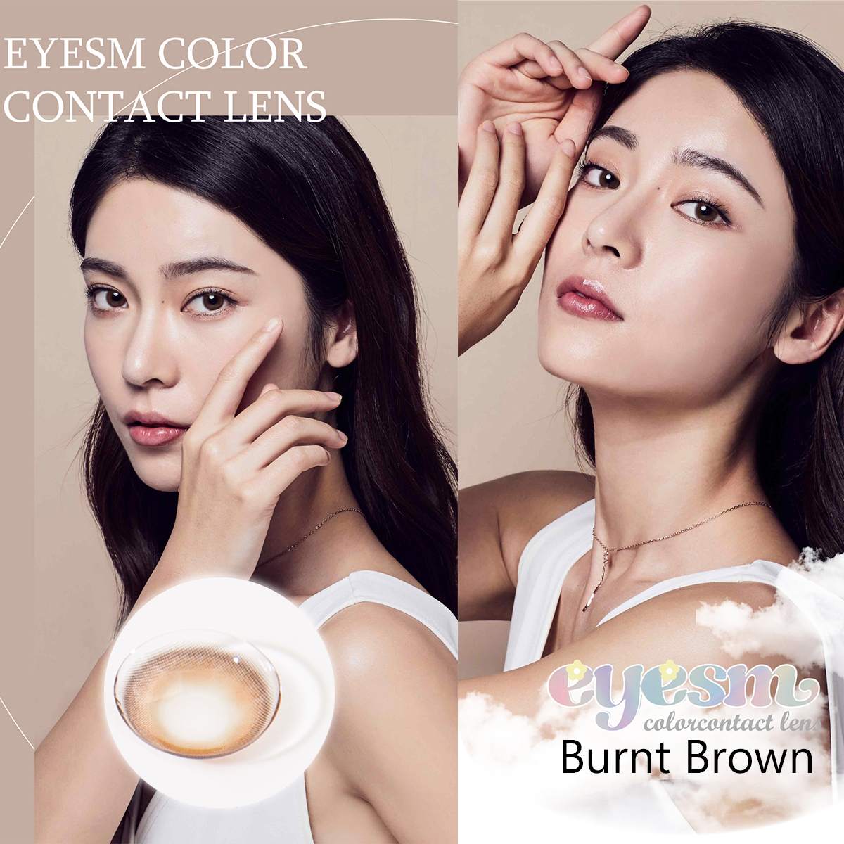 Lens áp tròng Eyesm - Burnt Brown, Lens màu nâu, sử dụng 1-6 tháng