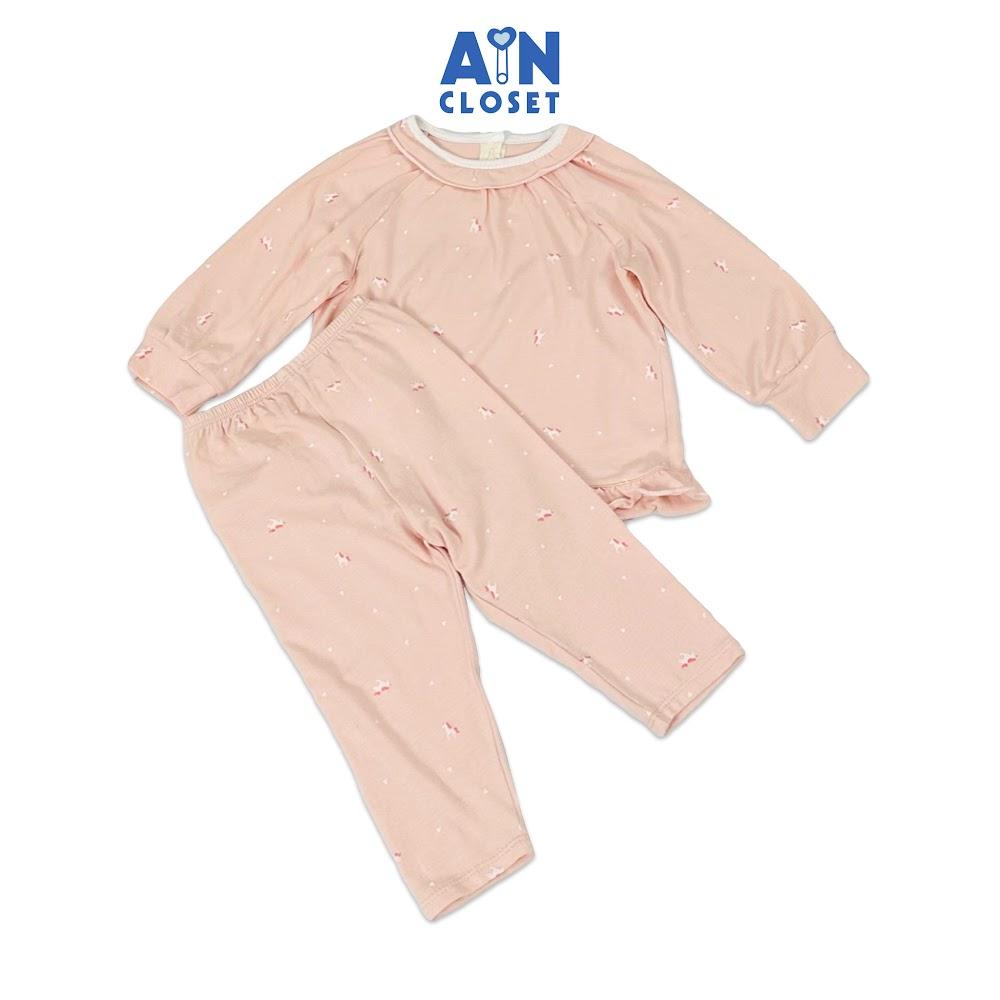 Bộ quần áo Dài bé gái họa tiết Ngựa Nhí Hồng thun cotton - AICDBGVP4LRB - AIN Closet