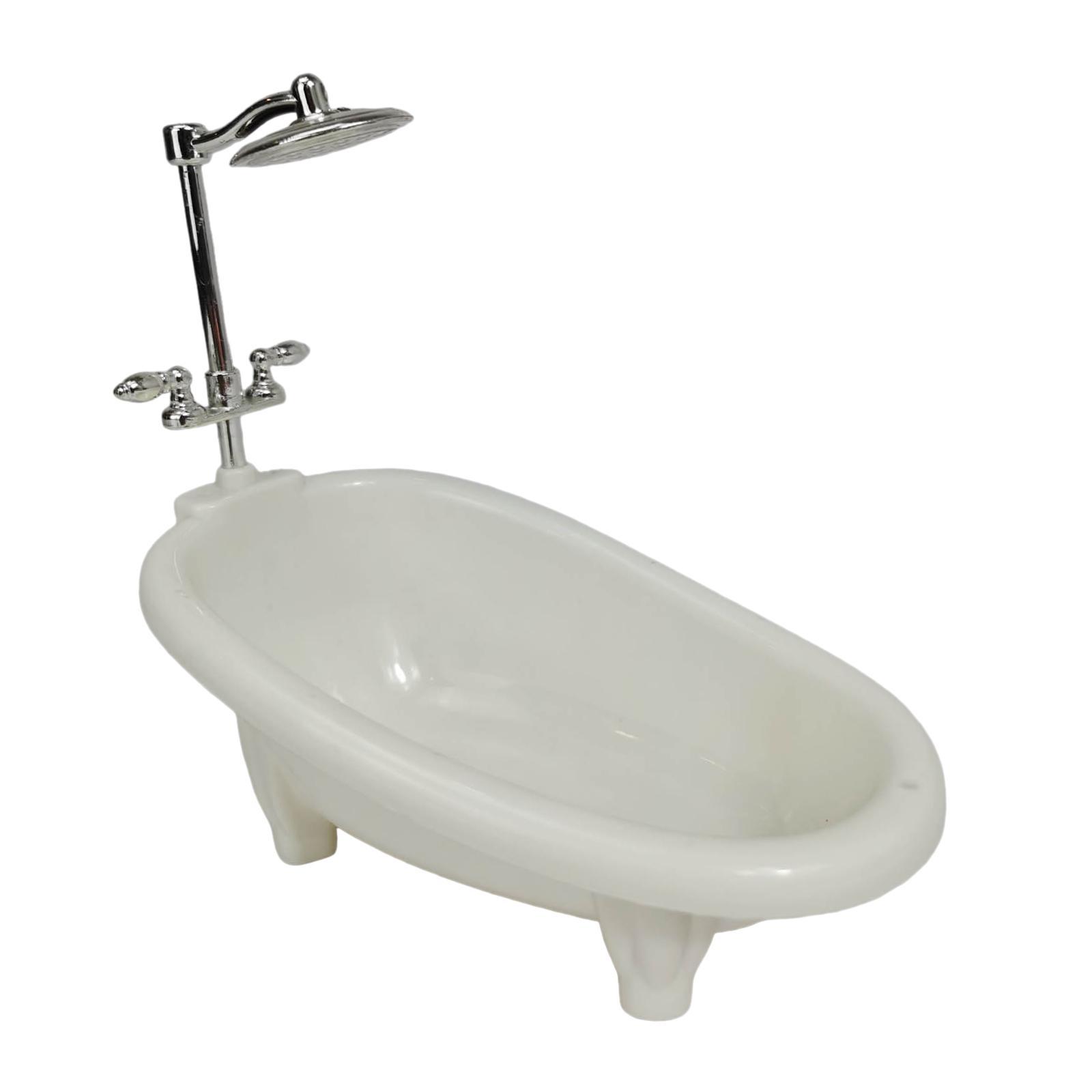 1:12 Scale Dollhouse Simulation Bathroom Shower Accessory Bathtub and Shower Rod Model for Dolls House Decoration DIY Toy
