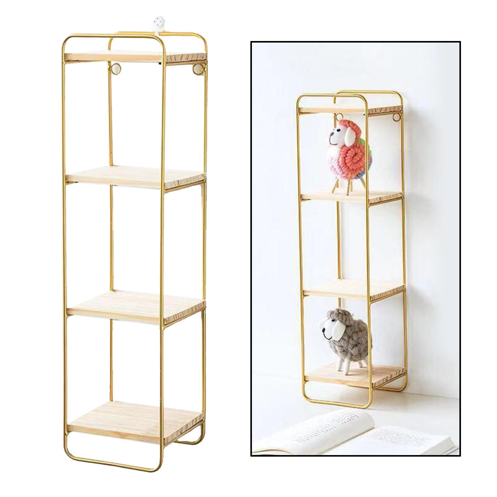 Nordic Wall Mounted Wrought Iron Wall Display Shelf Organizer Rack Decor golden