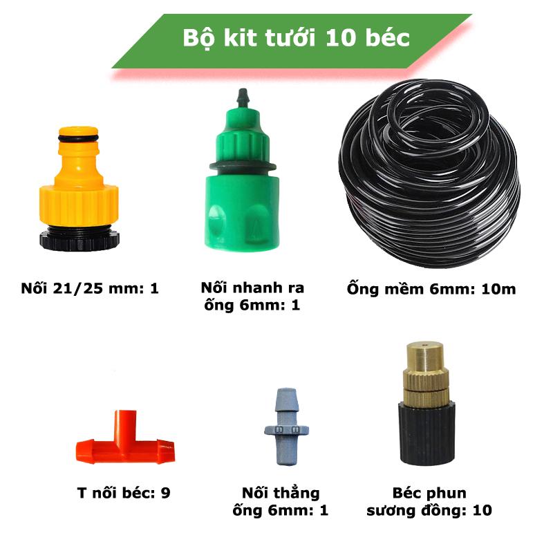 Bộ Kít Tưới Cây Phun Sương 10/15/20 Béc Đồng Đơn Tưới Cây Sân Vườn Ban Công