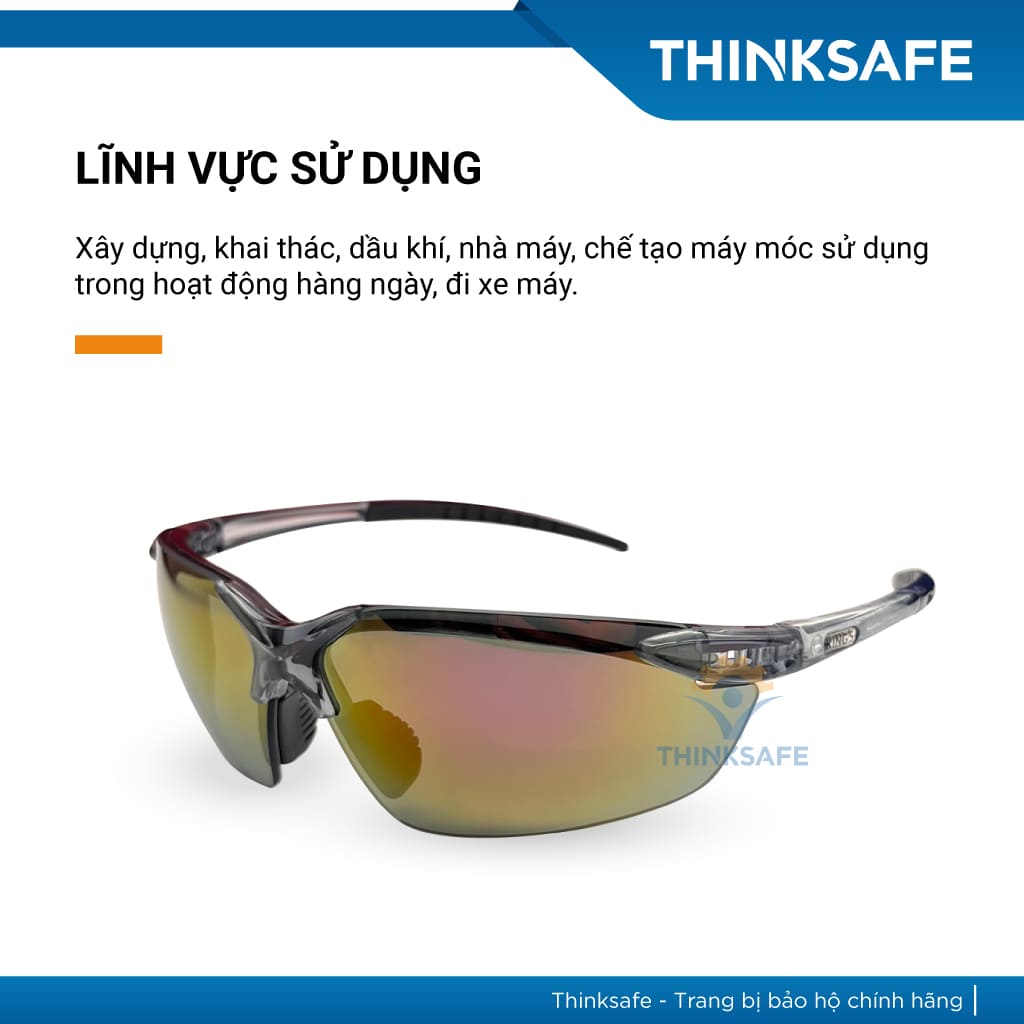 Kính bảo hộ King's Thinksafe, mắt kiếng bảo hộ chống bụi, siêu nhẹ, chống tia uv đi đường, ôm khuôn mặt, màu đen - KY717