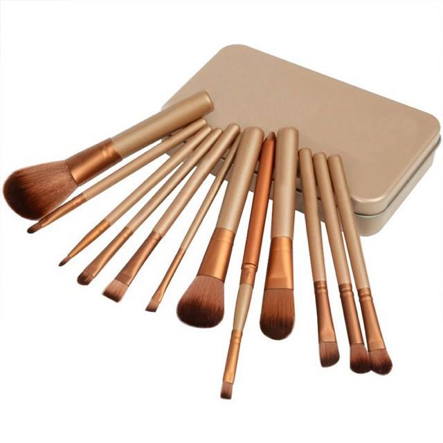 Bộ cọ trang điểm 12 món với hộp đựng sang trọng