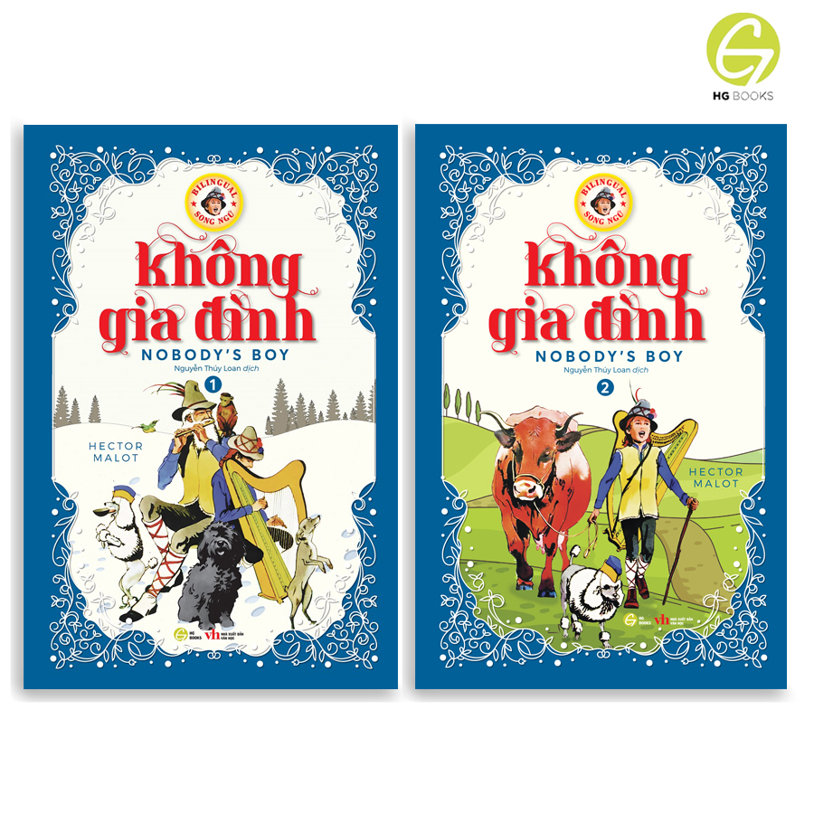 Sách - Không gia đình - Sách song ngữ văn học kinh điển, tặng kèm file nghe &amp; note từ vựng, combo 2 cuốn - HG Books