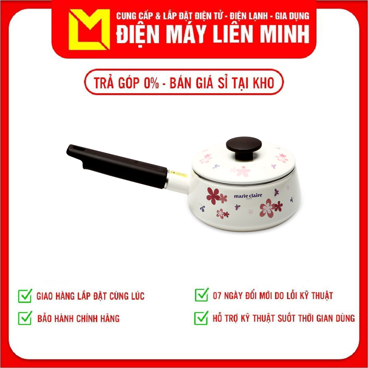 Nồi tay cầm tráng men FUJIHORO 16cm ,2.4L(hoa bông tím) MCPV-16S, Sử dụng bếp từ