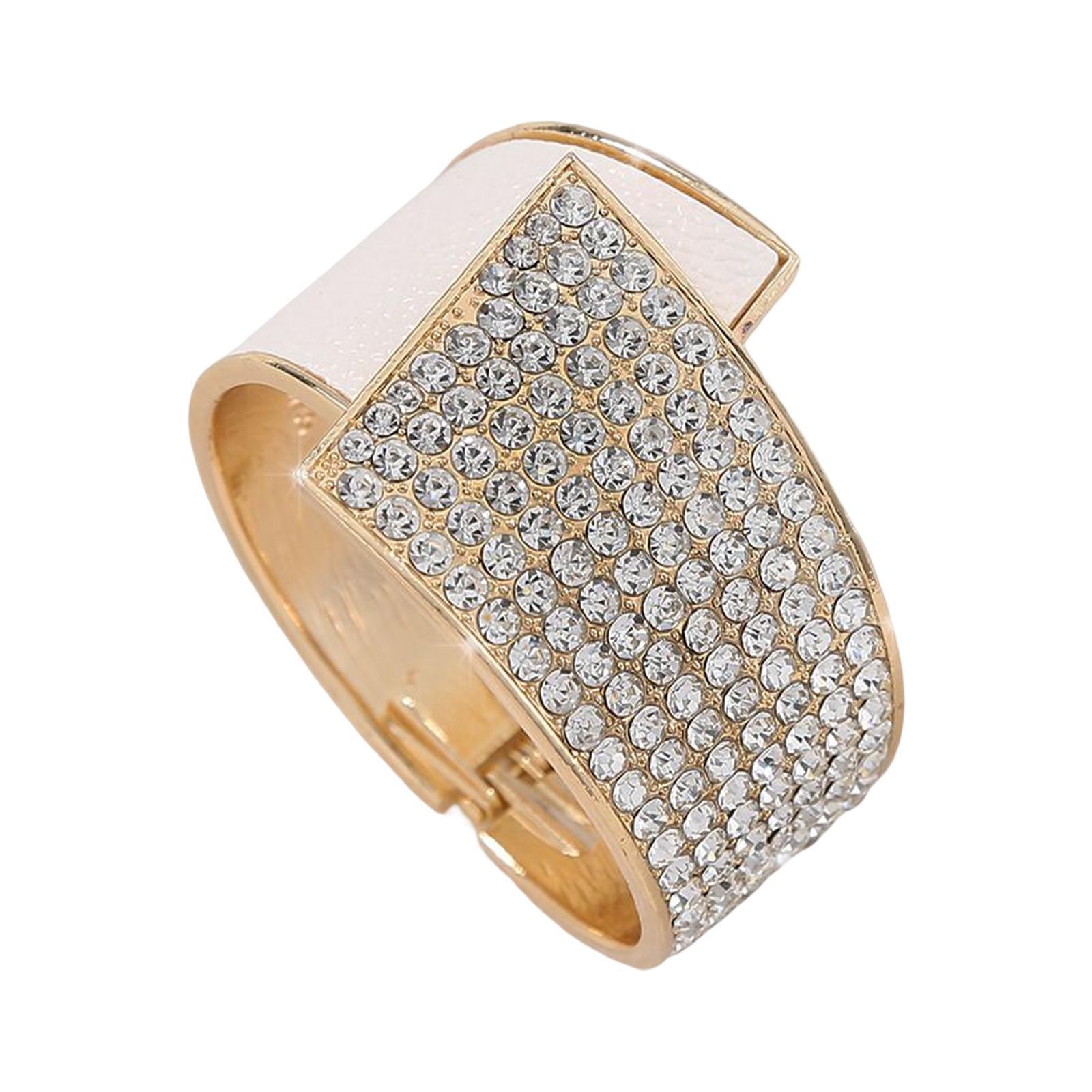 Trendy Open Bracelet Charms Rhinestones Wide Asymmetrical for Birthday