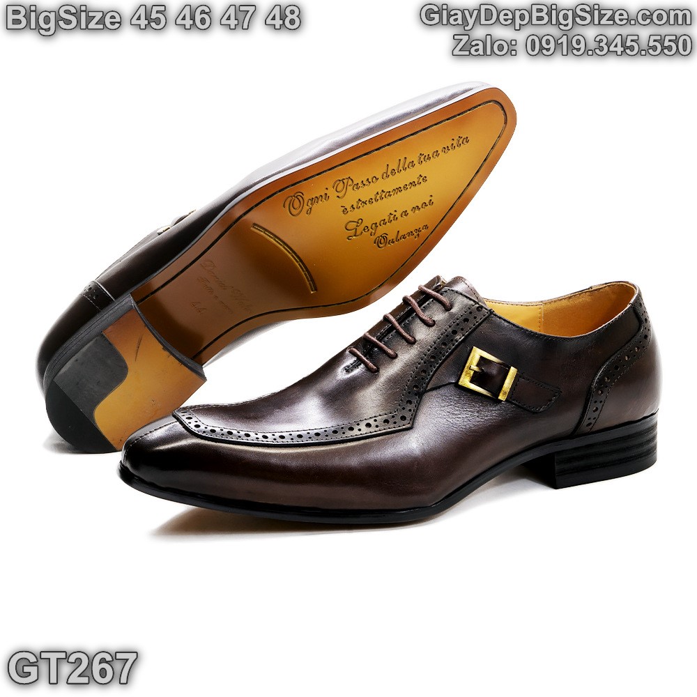 Giày da Oxford đóng thủ công, giày tây công sở cỡ lớn 45 46 47 48 cho nam chân to. Big size handmade shoes for wide feet