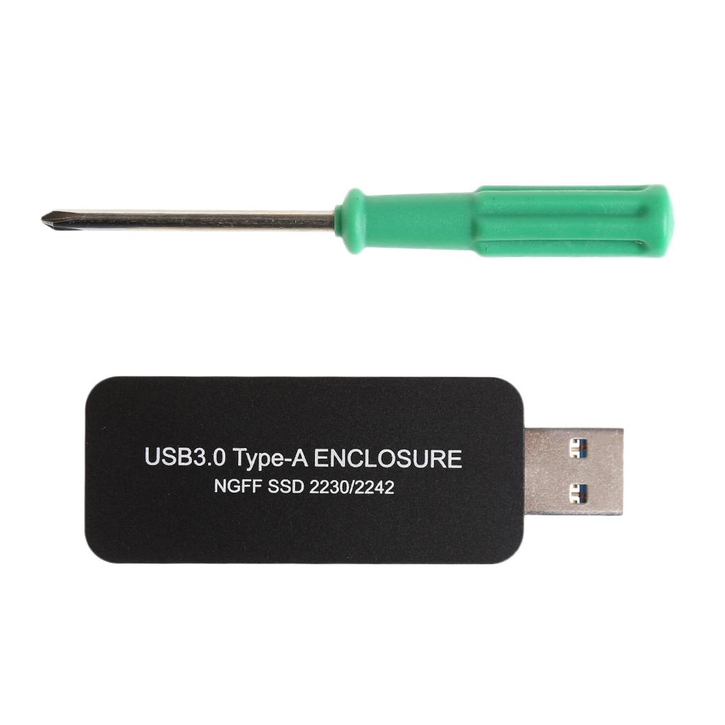 Aluminium 2230/2242 M.2 NGFF B Key SSD to USB 3.0 External Enclosure Black