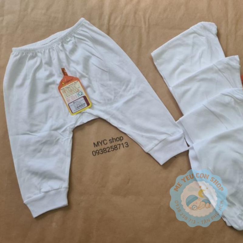 Quần sơ sinh dài mặc bỉm trắng trơn - BABIBOO