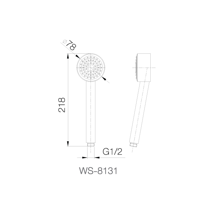 WS-8131 - Vòi sen cây 3&quot; (kèm dây 1.5m) - INOX SUS 304