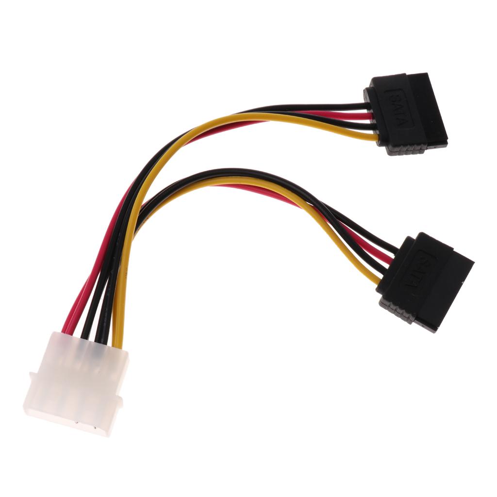 To Dual SATA Power Adaptor Cable 4-pin to 15-pin For HDD Hard Drive
