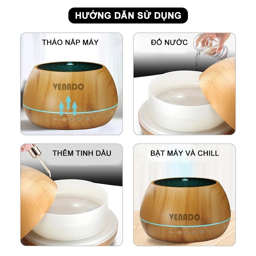 Máy xông tinh dầu Bát Tiên 1000ml có Bluetooth nghe nhạc cực hot, led 7 màu tự động ngắt khi hết nước Venado