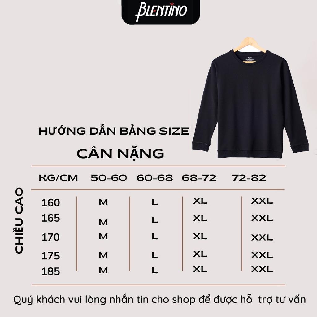 Áo Nỉ Nam Trơn Dài Tay Cổ Tròn Blentino Chất Liệu Cotton Cao Cấp Co Giãn,Mềm Mại, Không Xù, Bền Màu, BL-TND 01