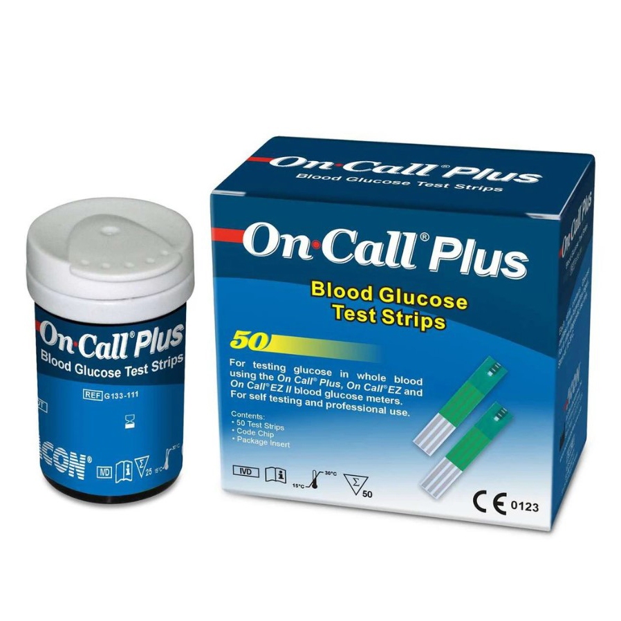 Hình ảnh 50 que thử tiểu đường On call plus của hãng ACON/Mỹ, dùng cho máy On call plus và On call EZii