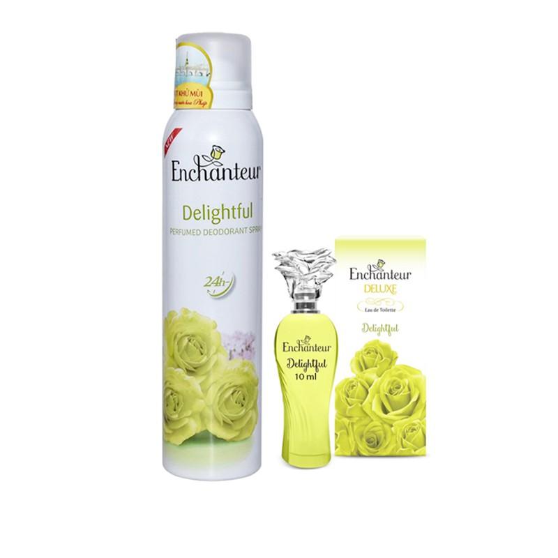 Combo Enchanteur Delightful: Xịt khử mùi Hương nước hoa 150ml +Nước hoa mini 10ml