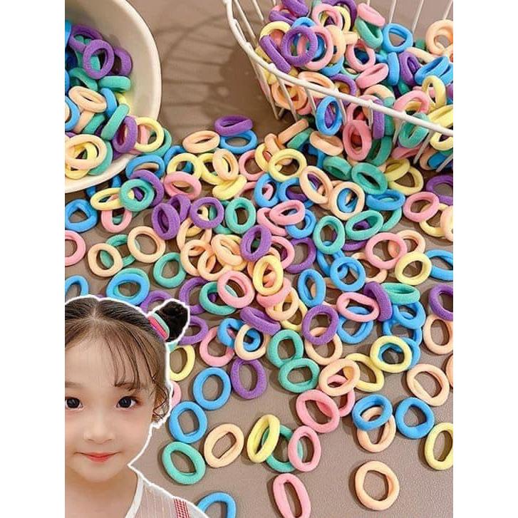 Set 500 dây buộc tóc Linh Chi Bedding đuôi ngựa co giãn thời trang Hàn uốc cho bé gái (Mix mầu)