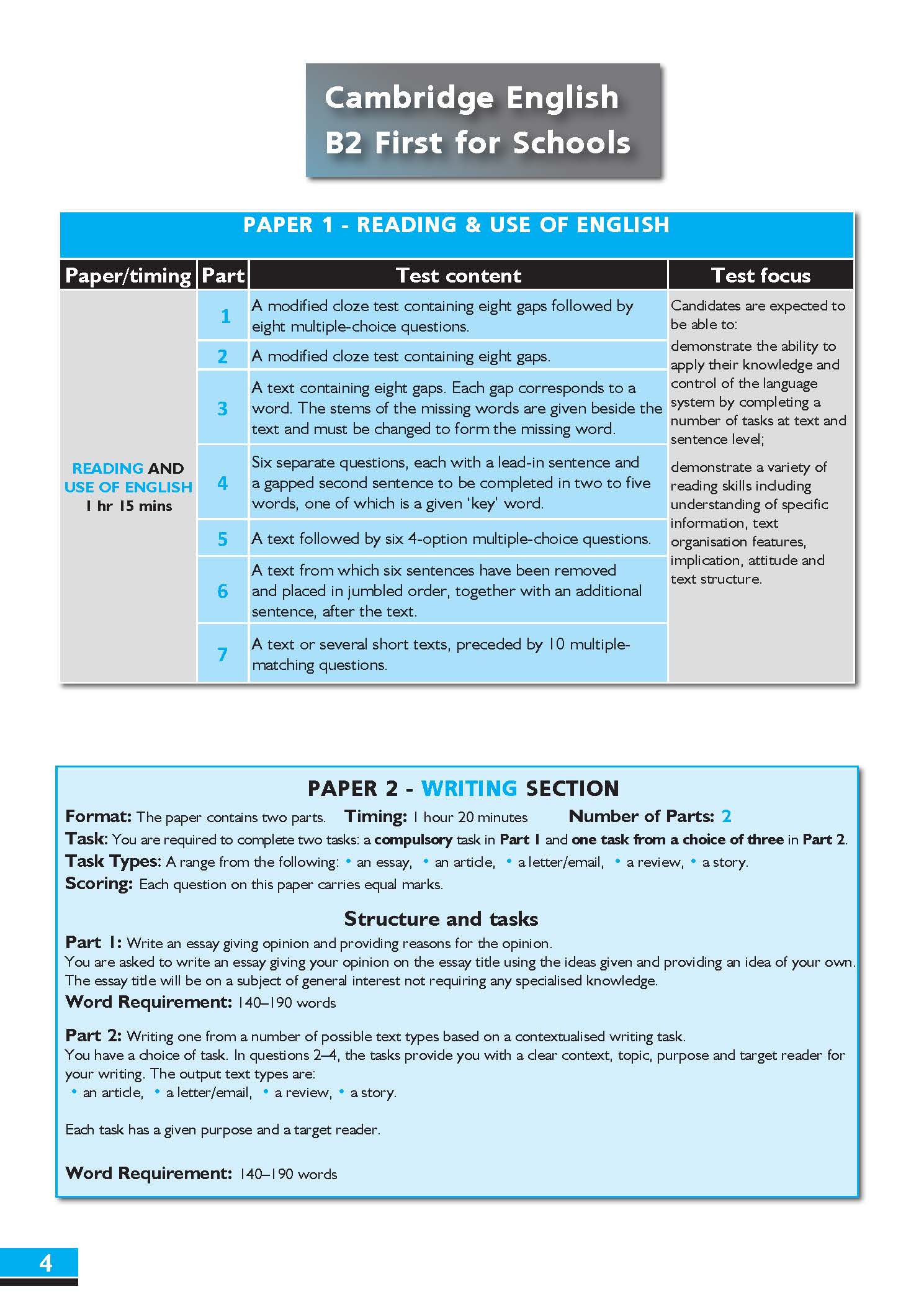 B2 First for School Preliminary 1 with 4 Practice Tests - Latest Format
