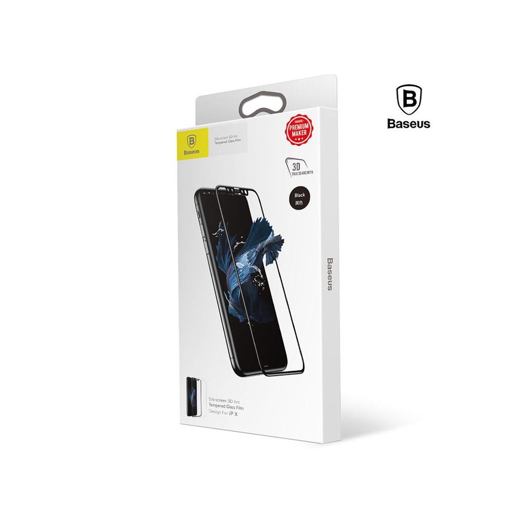 Kính cường lực kín màn 3D ARC dành cho iphone X, chihàng chính hãng Baseus