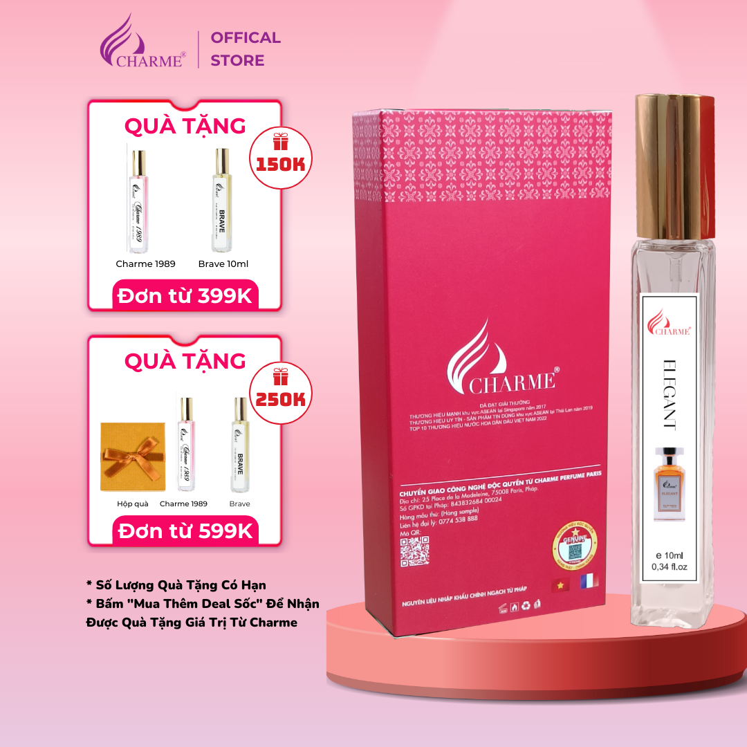 Nước hoa nam lưu hương lâu Charme Elegant 10ml chai Test mini hương biển hiện đại và nam tính dành cho phái mạnh