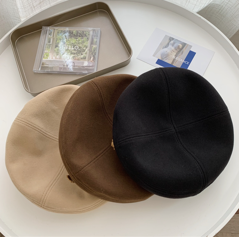 Mũ nồi beret vải nữ tính gắn gấu dễ thương Vintage đội đầu phối đồ đi học đi chơi thu đông xinh giá rẻ