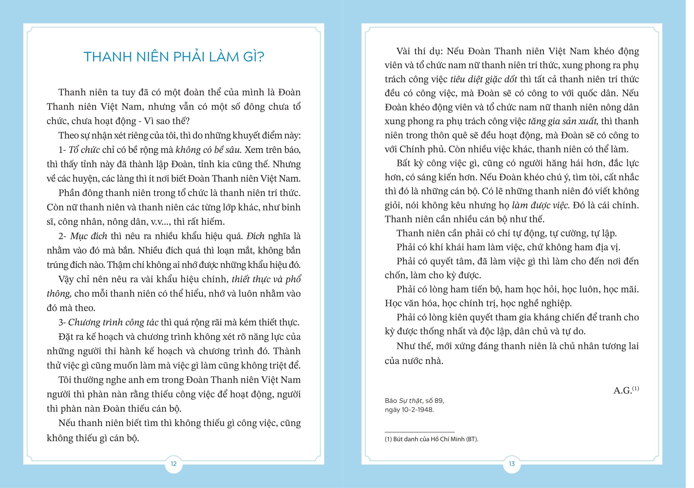 Sách - Thư Bác Hồ Gửi Thanh Niên