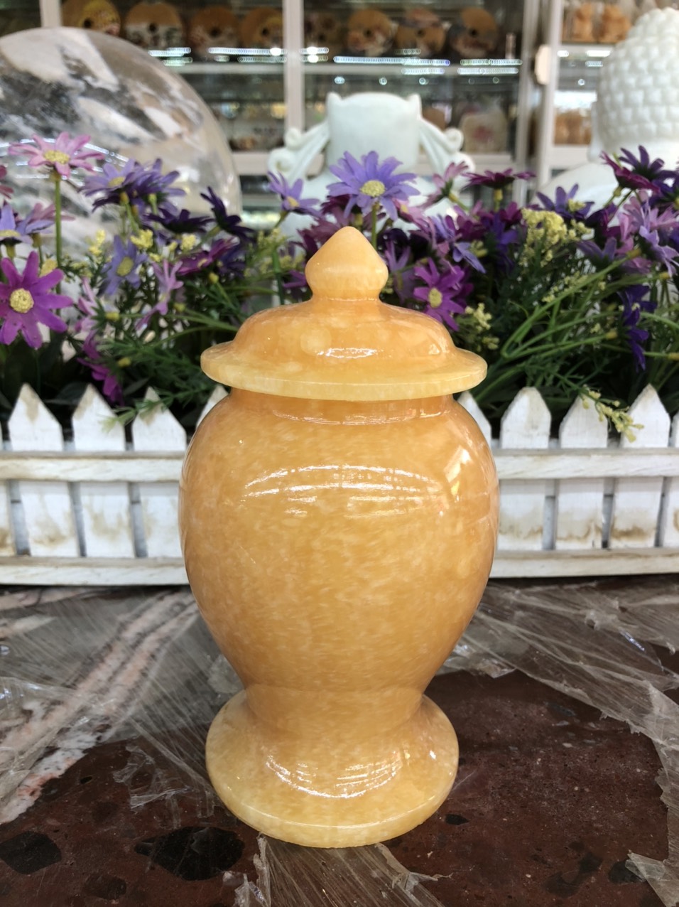 Bộ ly nước thờ cúng đá ngọc hoàng long - Cao 15 cm