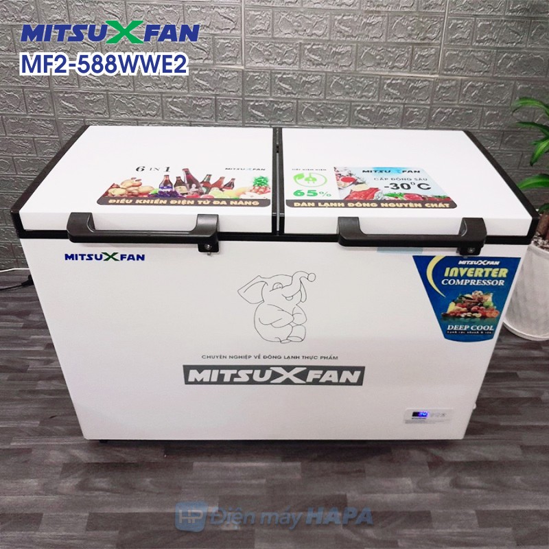 Tủ Đông+Mát MITSUXFAN MITSUXFAN MF2-588WWE2 Inverter 450 Lít, 02 Ngăn Cao Cấp, Tiêu Chuẩn Châu Âu - Hàng Chính Hãng