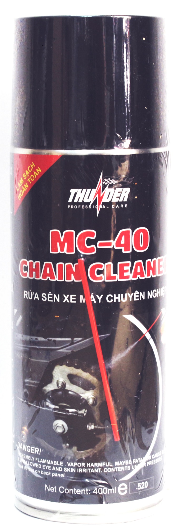 Bộ Combo Dưỡng sên Thunder Chain Lube 400ml, Vệ sinh sên MC-40 400ml tặng bàn chải chà sên 3D