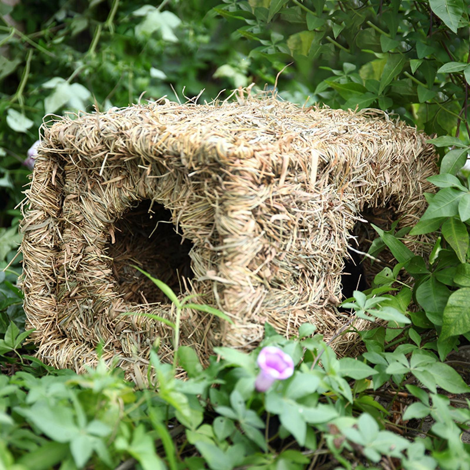Hand Woven Small Animals Cage Nest Chewing Foldable Nesting Hideaway Sleeping Mat Nest Bed for Chinchilla Small Animals Squirrel Bunny Sleep