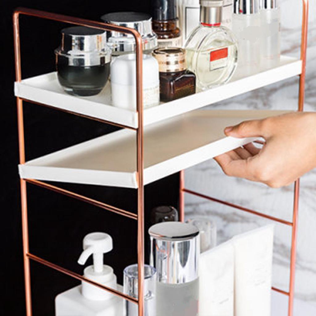2 Tier Kitchen Spice Shelf Rack Storage Organizer Seasoning Bottle Stand Golden