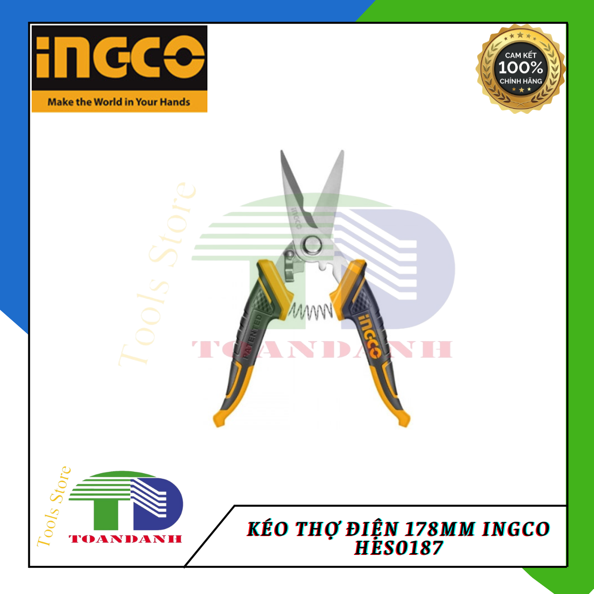 Kéo thợ điện  178mm ingco HES0187