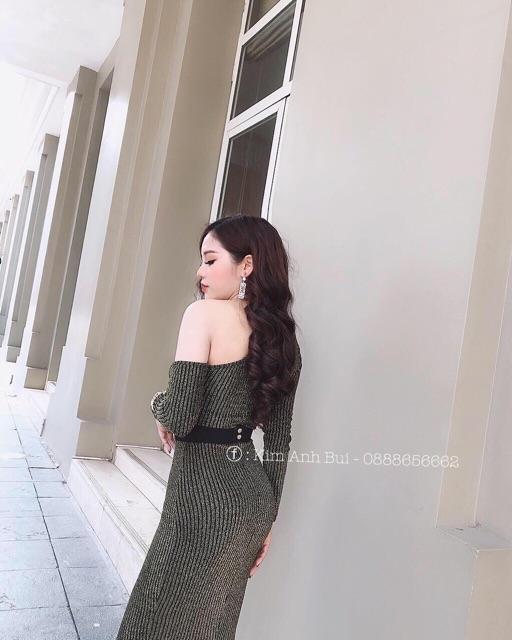 Đầm len kẻ body