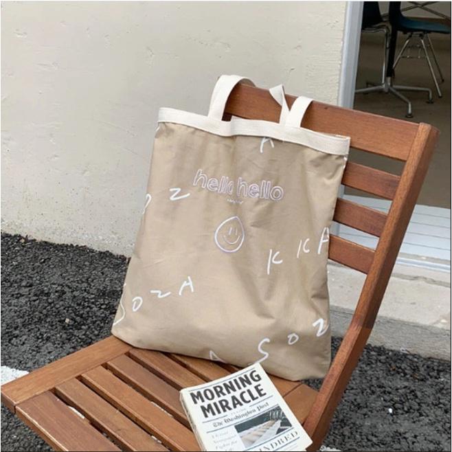 Túi Vải Canvas Thêu Chữ Hello