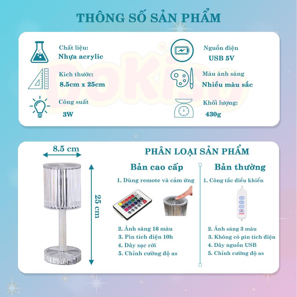 Đèn pha lê để bàn trang trí phòng ngủ DoKiso DHZ-902 16 màu RGB cảm biến remote