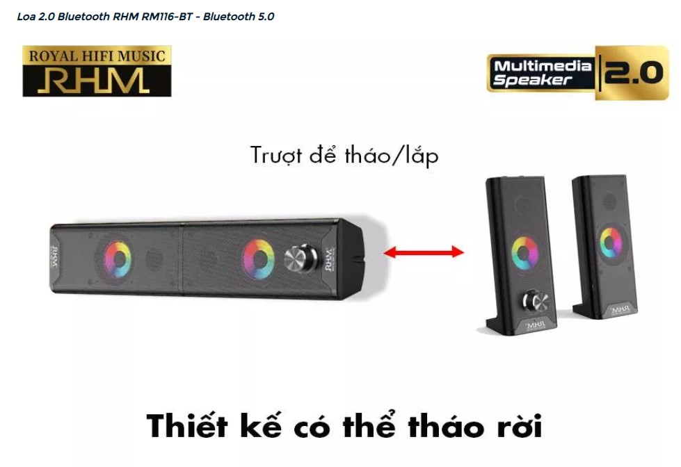 Loa máy tính 2.1 có bluetooth RHM-RM116BT - Hàng chính hãng