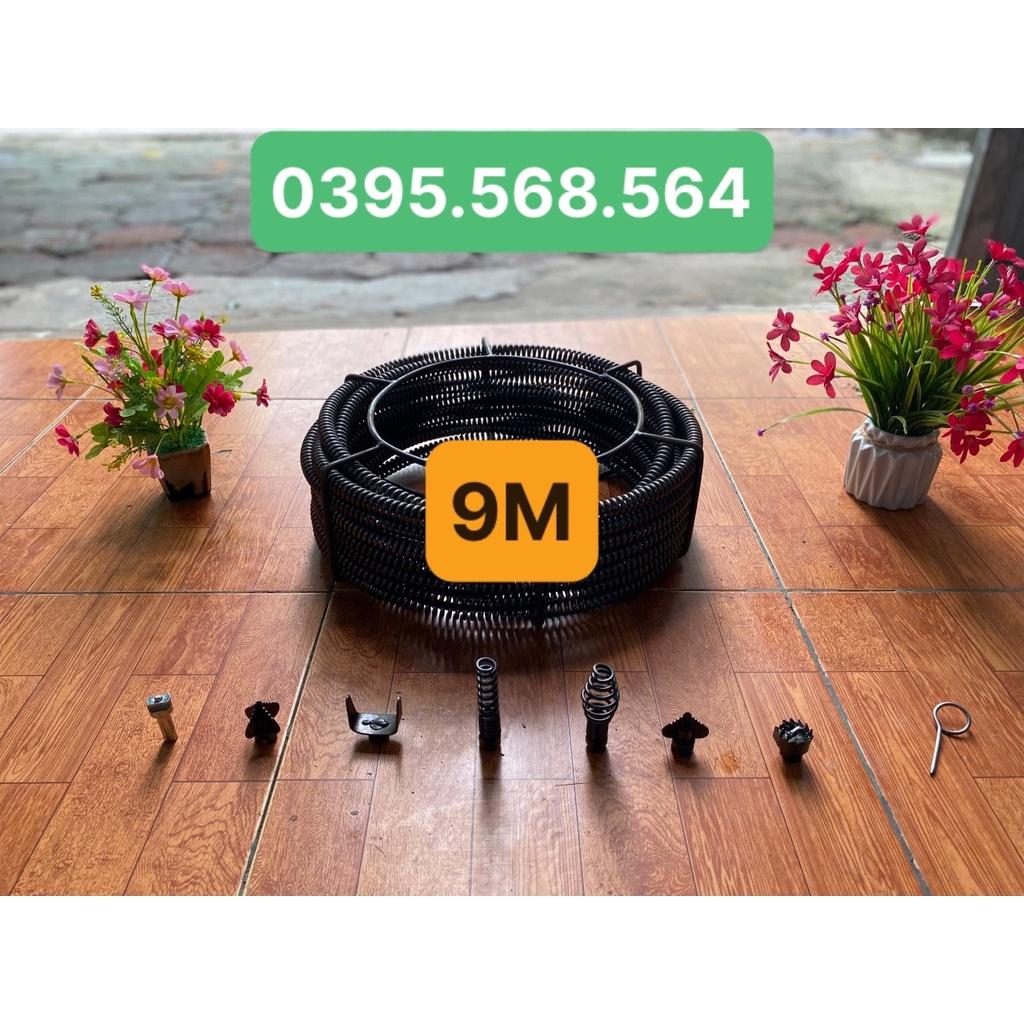 Siêu combo dây thông cống 9 M + 6 đầu thông + kết nối máy khoan