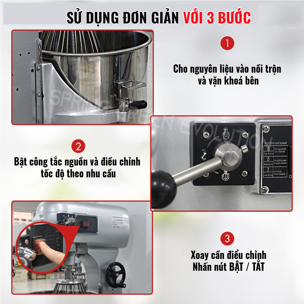 Máy Trộn Thực Phẩm, Máy Đánh Trứng, Máy Nhào Bột Em30 (Loại 30L). Máy Dùng Cho Hộ Kinh Doanh, Gia Đình, Sản Xuất Công Nghiệp. Nhập Khẩu Chính Hãng Thailand