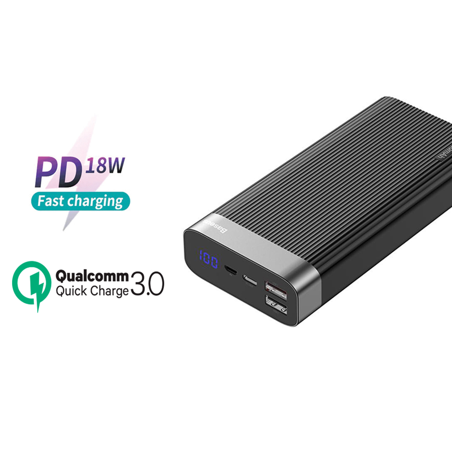 Pin sạc dự phòng - Sạc nhanh 3.0/ PD/ Power Delivery 18W/ công suất 20000 mAh - Baseus Parallel - Hàng Chính Hãng