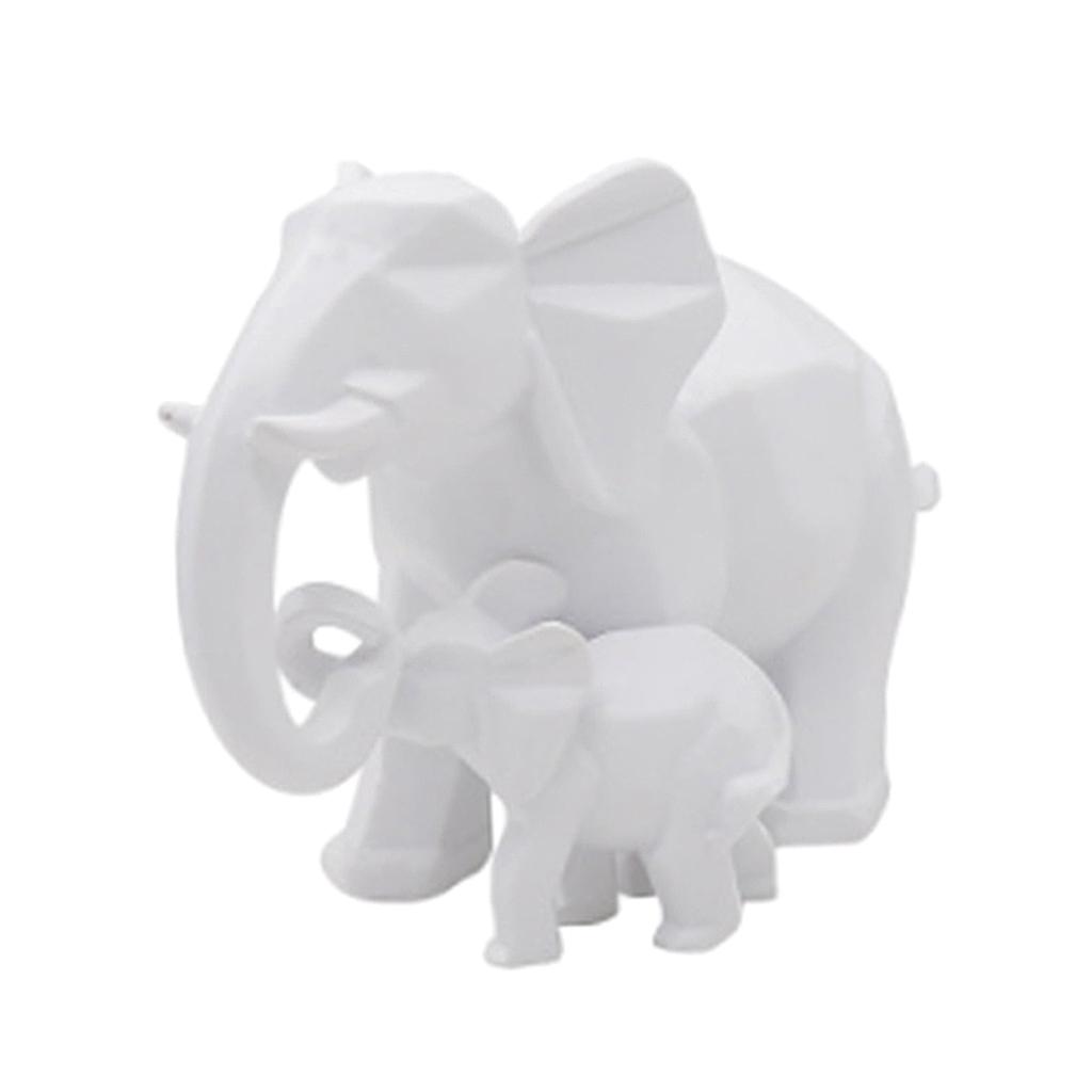 White Mother And Baby Elephant Statue/ Figurine Bedroom Home Garden Decor