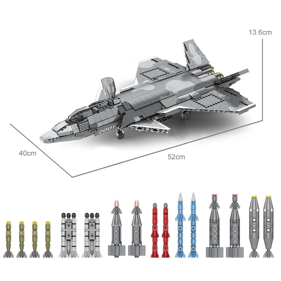 Đồ chơi Lắp ráp Máy bay chiến đấu tàng hình J-20, Juhang 88009 Stealth Fighter, Xếp hình thông minh