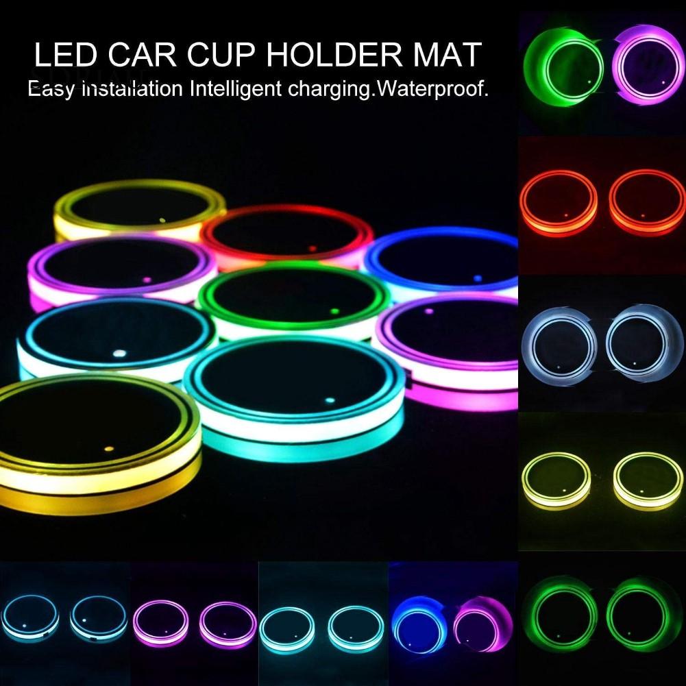 Tấm lót cốc đèn LED sáng tạo trang trí nội thất xe hơi