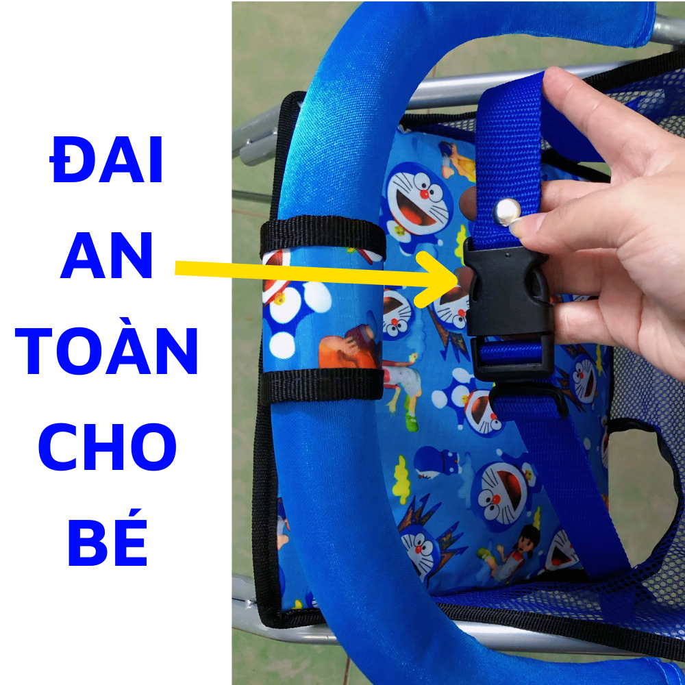 Ghế ngồi xe tay ga Vision,Mio,Click,Vario,Luvias,Janus có dây đai cho bé , GHẾ GA XẾP SẮT SƠN TĨNH ĐIỆN CÓ DÂY ĐAI