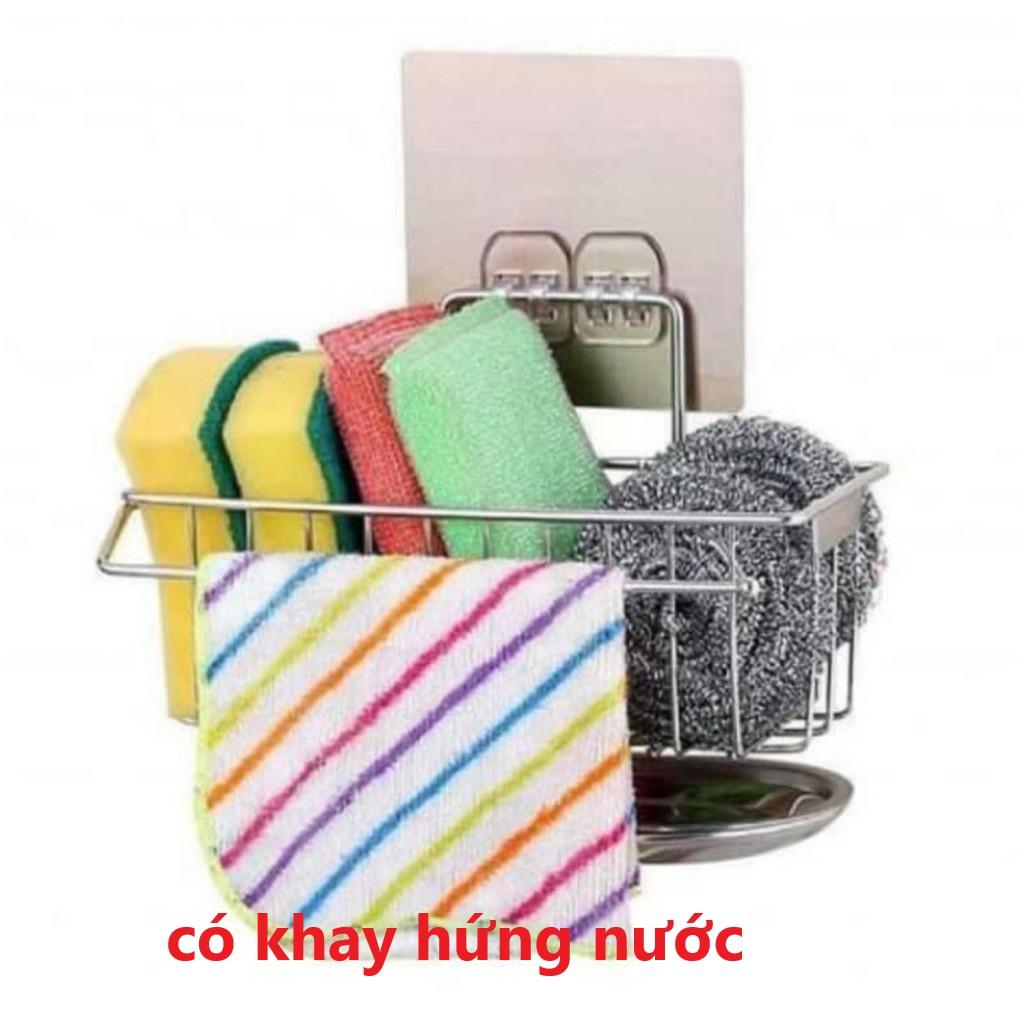 Kệ inox đựng đồ rửa chén bát dán tường Siêu Chắc có khay hứng nước