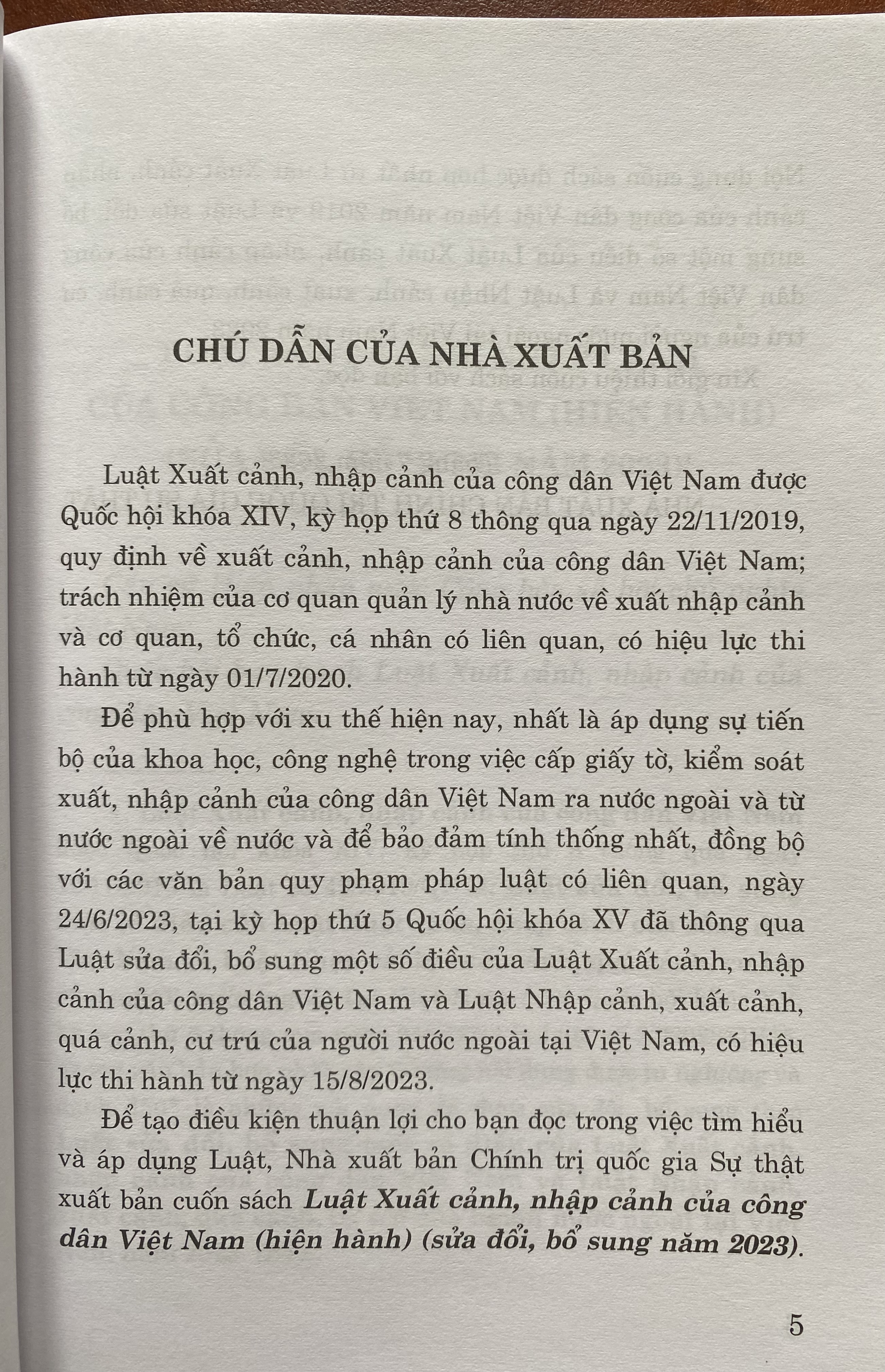 Luật xuất cảnh, nhập cảnh của công dân Việt Nam (hiện hành) (sửa đổi, bổ sung năm 2023)