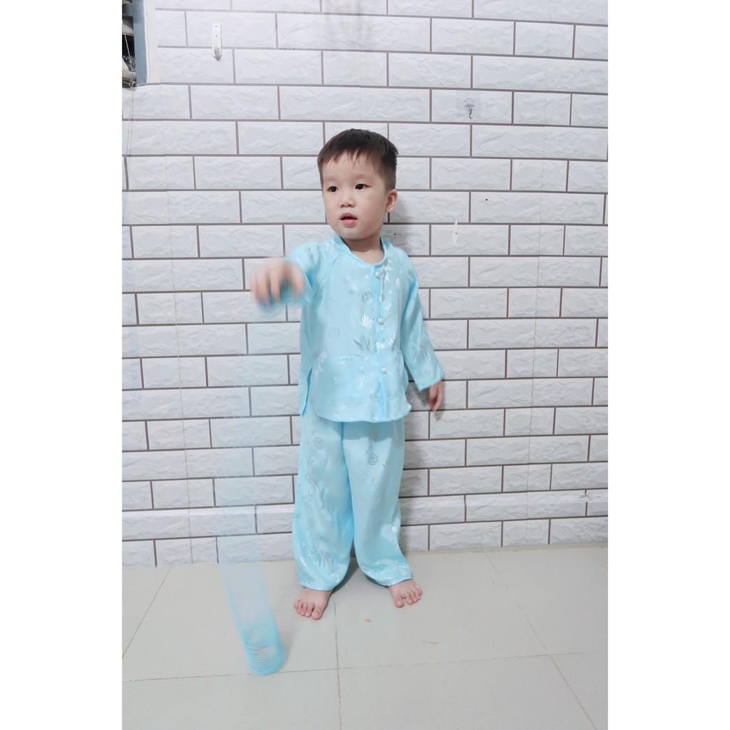 Bộ bà ba gấm lá tre cho bé trai, bé gái