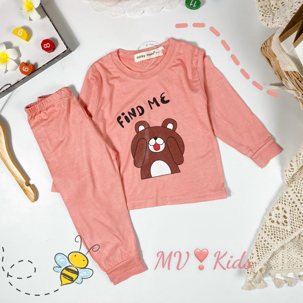 Bộ Dài Tay Cho Bé Trai, Bé Gái Minky Mom Vải Thun Lạnh Hoạ Tiết Sư Tử Bịt Mắt MKDTL05