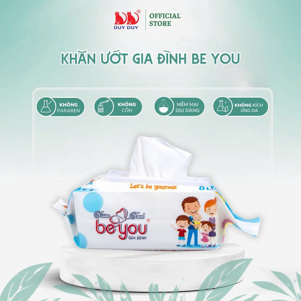 Combo 5 Gói Khăn ướt đa năng Be You vải không dệt rayon loại 1 80 miếng (13.5x20cm) không hóa chất