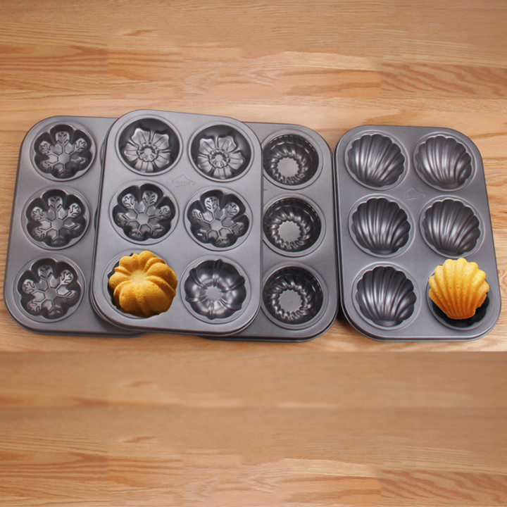 Khuôn nướng bánh cupcake, muffin, rau câu 6 ô loại to dày - T0184